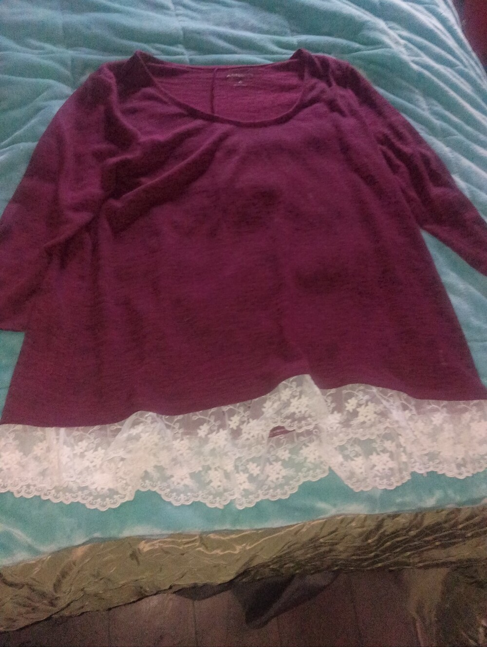 Arizona Jean Company Plum Scoop Neck Tunic with Lace Hem